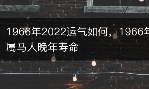 1966年2022运气如何，1966年属马人晚年寿命