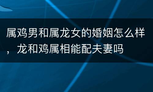 属鸡男和属龙女的婚姻怎么样，龙和鸡属相能配夫妻吗