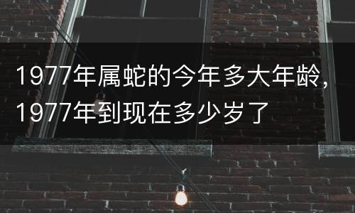 1977年属蛇的今年多大年龄，1977年到现在多少岁了