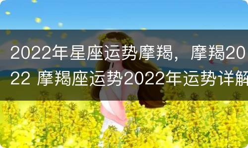 2022年星座运势摩羯，摩羯2022 摩羯座运势2022年运势详解