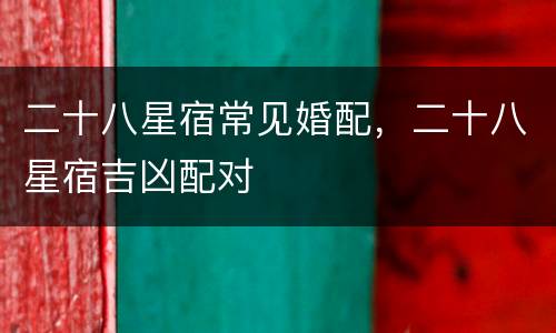 二十八星宿常见婚配，二十八星宿吉凶配对