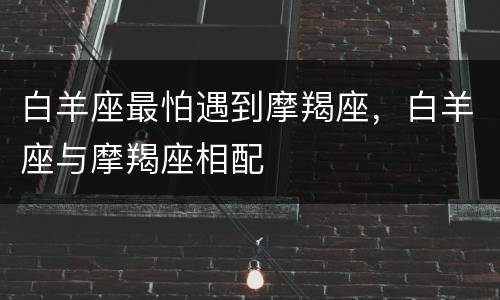 白羊座最怕遇到摩羯座，白羊座与摩羯座相配
