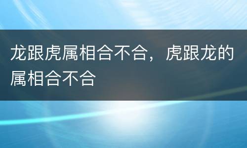 龙跟虎属相合不合，虎跟龙的属相合不合