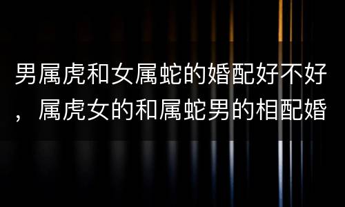 男属虎和女属蛇的婚配好不好，属虎女的和属蛇男的相配婚姻怎么样