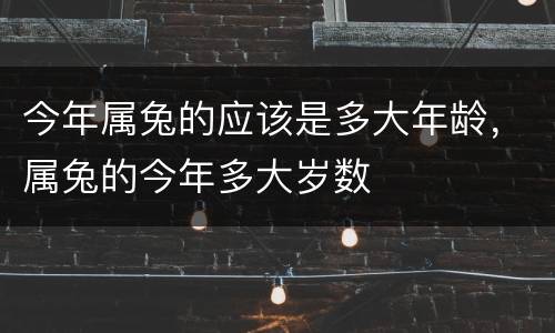 今年属兔的应该是多大年龄，属兔的今年多大岁数