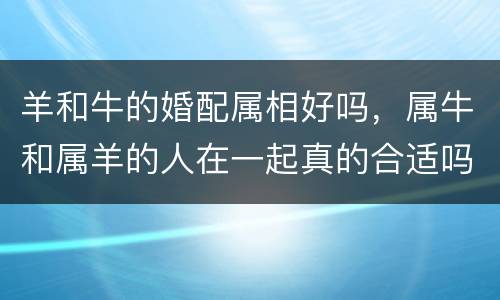 羊和牛的婚配属相好吗，属牛和属羊的人在一起真的合适吗？