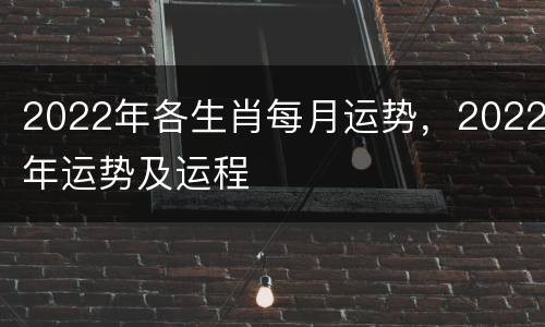 2022年各生肖每月运势，2022年运势及运程