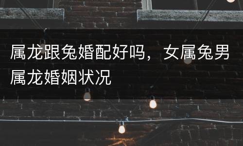 属龙跟兔婚配好吗，女属兔男属龙婚姻状况