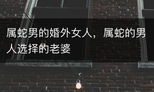属蛇男的婚外女人，属蛇的男人选择的老婆