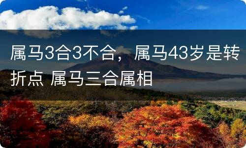 属马3合3不合，属马43岁是转折点 属马三合属相