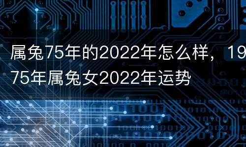属兔75年的2022年怎么样，1975年属兔女2022年运势