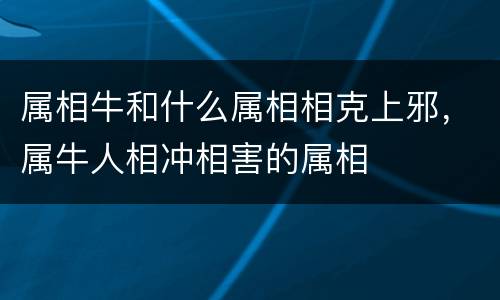 属相牛和什么属相相克上邪，属牛人相冲相害的属相