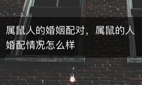 属鼠人的婚姻配对，属鼠的人婚配情况怎么样