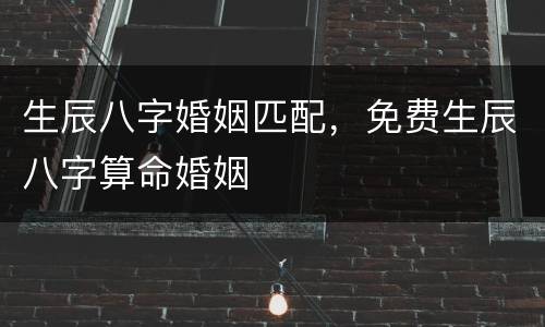 生辰八字婚姻匹配，免费生辰八字算命婚姻