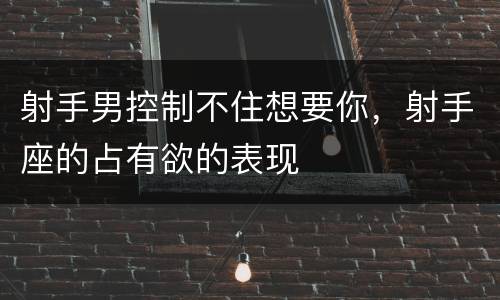 射手男控制不住想要你，射手座的占有欲的表现