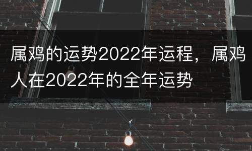 属鸡的运势2022年运程，属鸡人在2022年的全年运势
