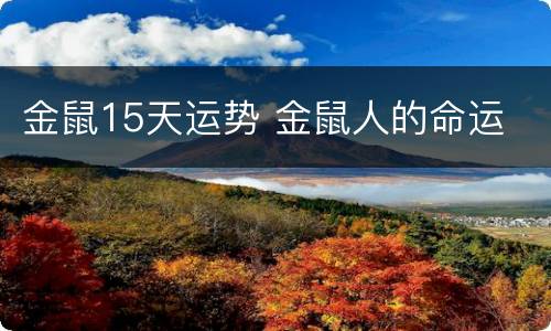 金鼠15天运势 金鼠人的命运