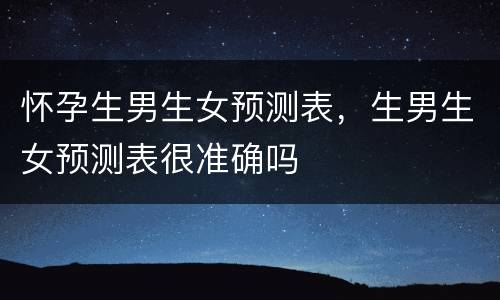 怀孕生男生女预测表，生男生女预测表很准确吗