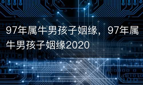97年属牛男孩子姻缘，97年属牛男孩子姻缘2020