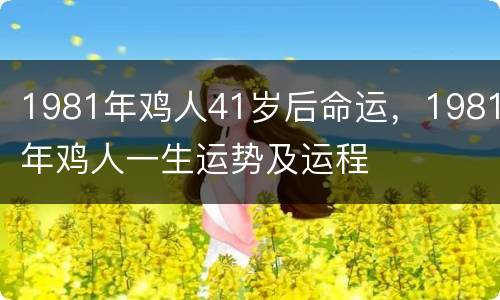 1981年鸡人41岁后命运，1981年鸡人一生运势及运程