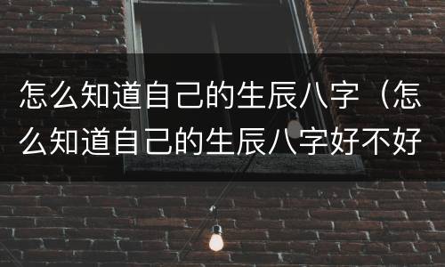 怎么知道自己的生辰八字（怎么知道自己的生辰八字好不好）