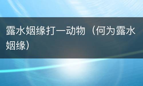 露水姻缘打一动物（何为露水姻缘）