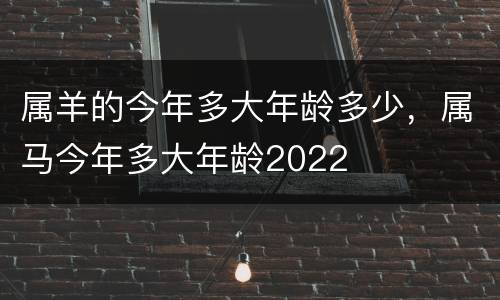属羊的今年多大年龄多少，属马今年多大年龄2022