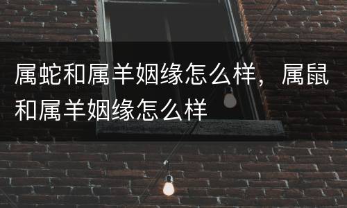 属蛇和属羊姻缘怎么样，属鼠和属羊姻缘怎么样