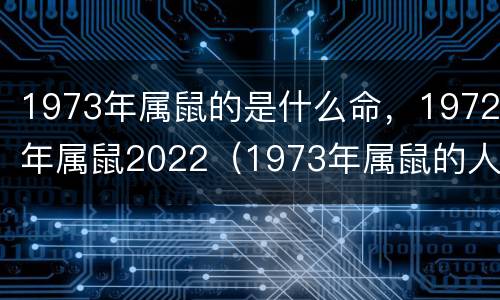 1973年属鼠的是什么命，1972年属鼠2022（1973年属鼠的人是什么命）