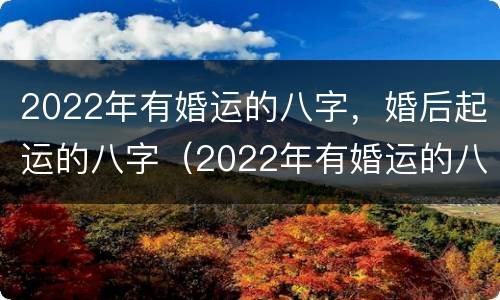2022年有婚运的八字，婚后起运的八字（2022年有婚运的八字,婚后起运的八字有哪些）