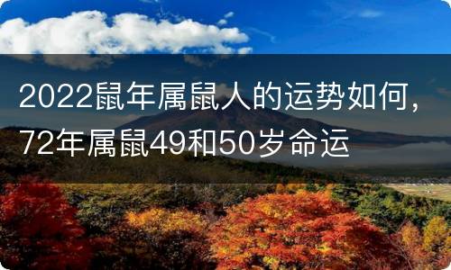 2022鼠年属鼠人的运势如何，72年属鼠49和50岁命运