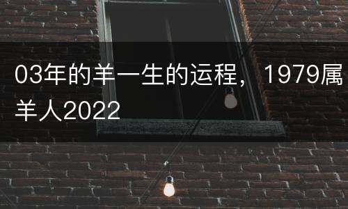 03年的羊一生的运程，1979属羊人2022