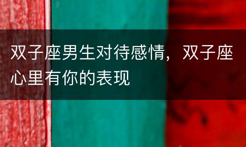 双子座男生对待感情，双子座心里有你的表现