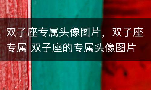 双子座专属头像图片，双子座专属 双子座的专属头像图片