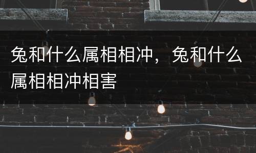 兔和什么属相相冲，兔和什么属相相冲相害