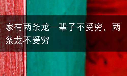 家有两条龙一辈子不受穷，两条龙不受穷
