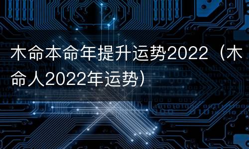 木命本命年提升运势2022（木命人2022年运势）