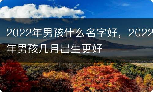2022年男孩什么名字好，2022年男孩几月出生更好