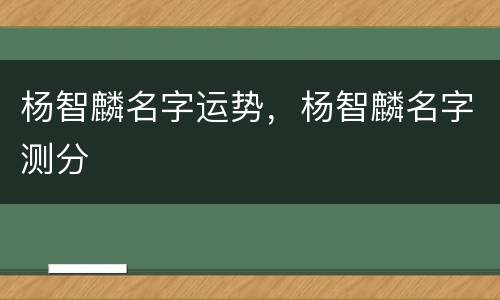 杨智麟名字运势，杨智麟名字测分