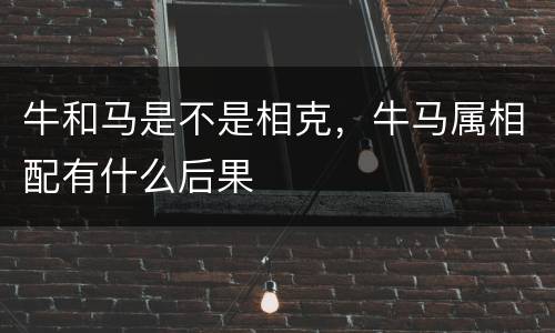 牛和马是不是相克，牛马属相配有什么后果