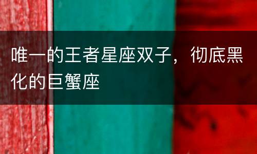 唯一的王者星座双子，彻底黑化的巨蟹座