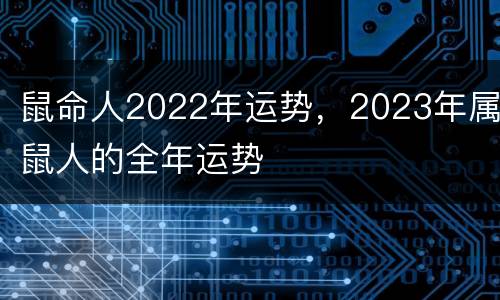鼠命人2022年运势，2023年属鼠人的全年运势