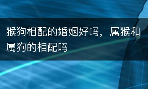 猴狗相配的婚姻好吗，属猴和属狗的相配吗