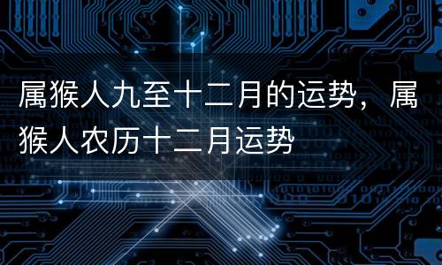属猴人九至十二月的运势，属猴人农历十二月运势