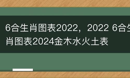 6合生肖图表2022，2022 6合生肖图表2024金木水火土表