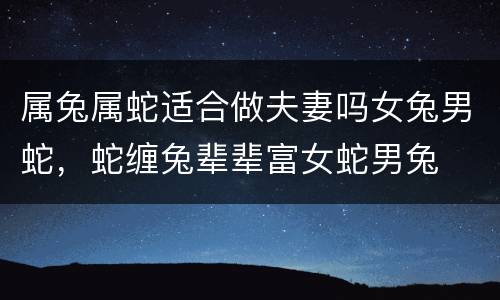 属兔属蛇适合做夫妻吗女兔男蛇，蛇缠兔辈辈富女蛇男兔