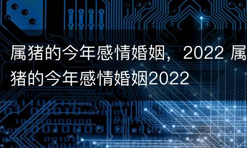 属猪的今年感情婚姻，2022 属猪的今年感情婚姻2022