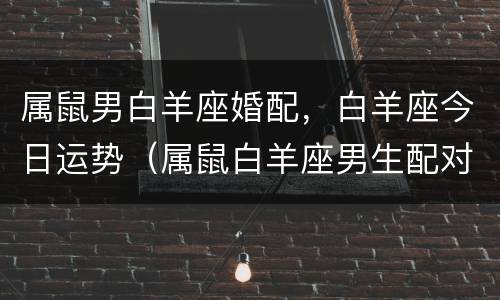 属鼠男白羊座婚配，白羊座今日运势（属鼠白羊座男生配对）
