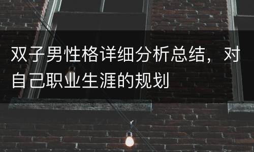 双子男性格详细分析总结，对自己职业生涯的规划