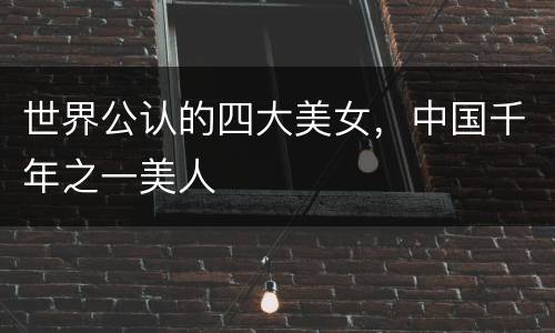 世界公认的四大美女，中国千年之一美人
